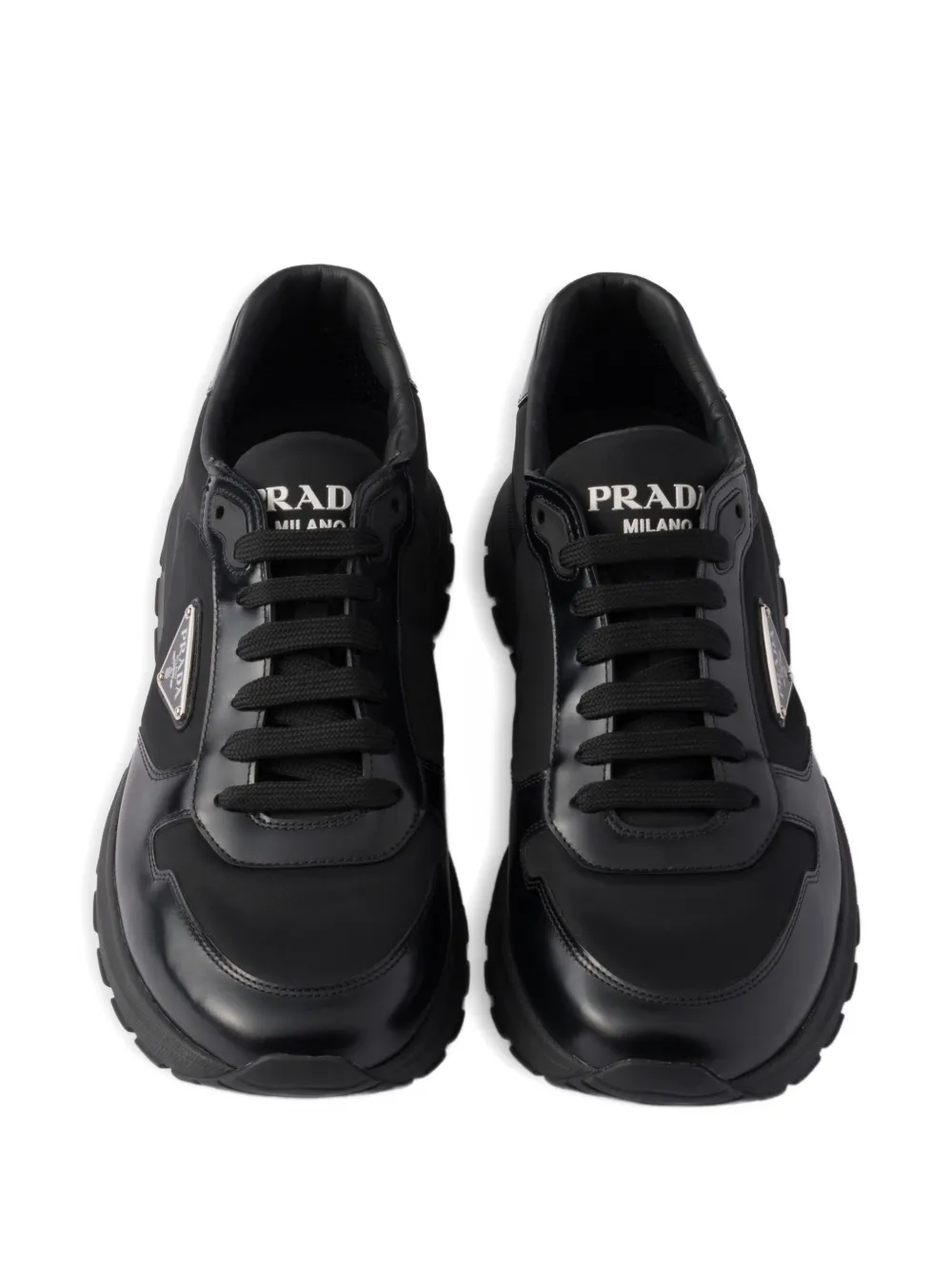 Кроссовки Prax 01 из переработанного нейлона и полированной кожи Prada, черный — фото 4