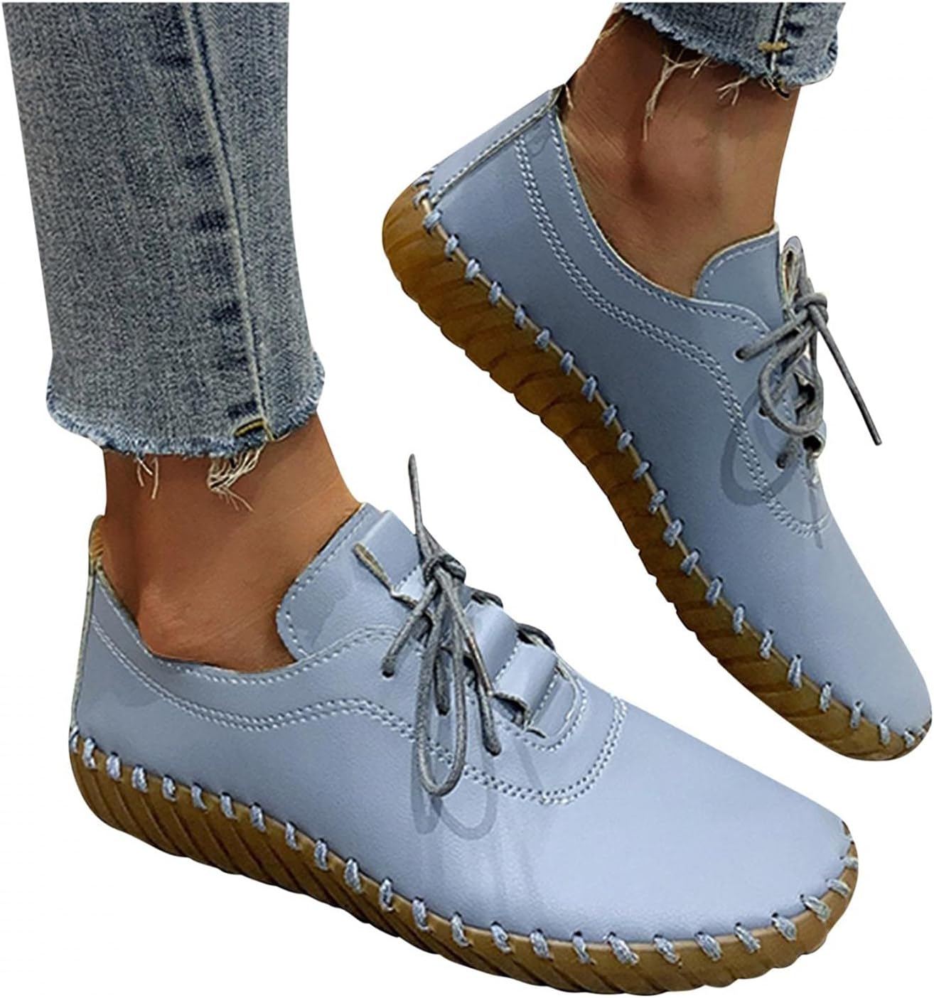 

Женские винтажные оксфорды Hbeylia, ретро стиль, кожаные, с круглым носком, на шнуровке, без застежки, на плоской подошве, модные кроссовки с резиновой подошвой, противоскользящие, для игр, стильные слипоны и лоферы для школьной формы, синий