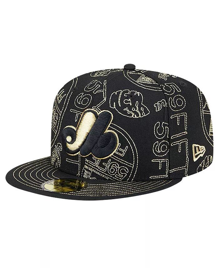 

Мужская черная приталенная шляпа Montreal Expos 59FIFTY Day Allover New Era, черный