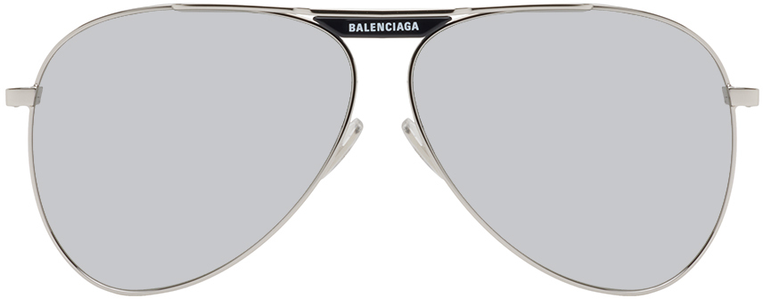 

Серебряные металлические солнцезащитные очки-пилоты Tag Balenciaga
