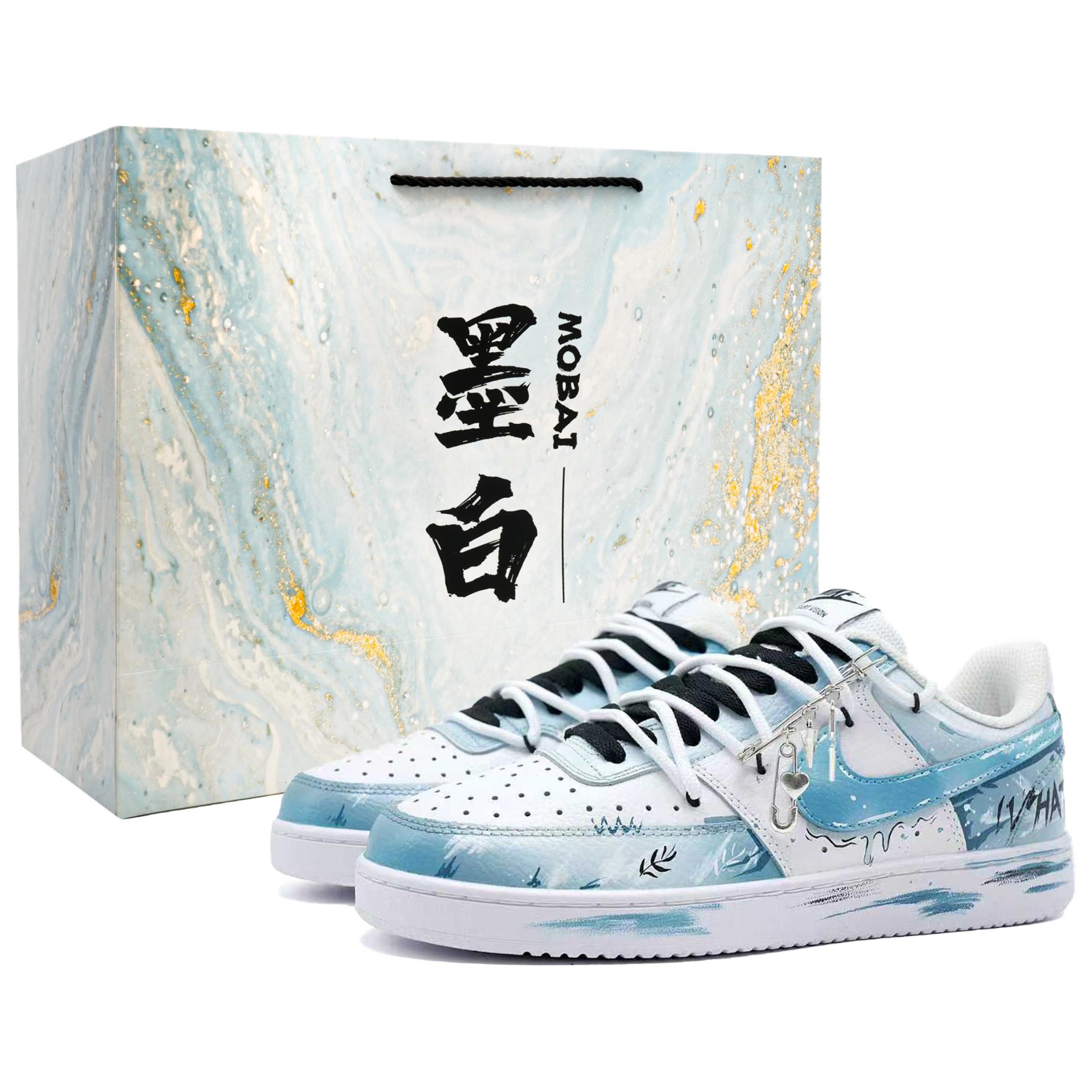 

Nike Court Vision 1 Abrasion Resistant Balance Low top Skateboard Shoes Unisex White Blue