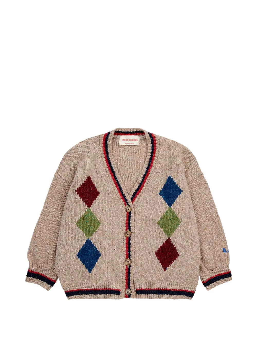 

Кардиган с алмазным узором Bobo Choses, бежевый