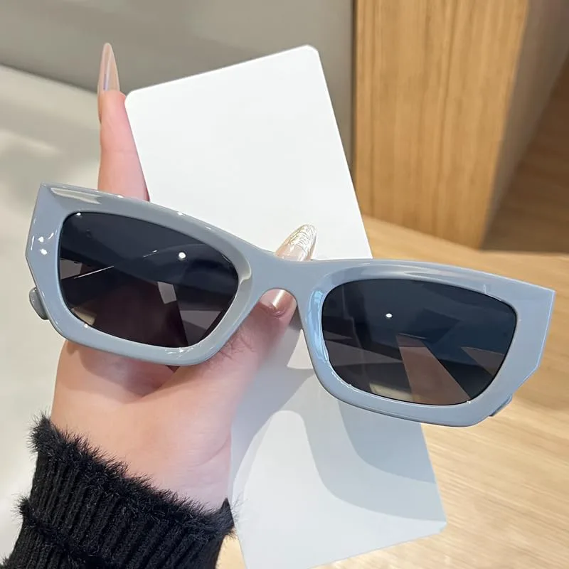 

Стильные прямоугольные солнцезащитные очки «кошачий глаз» для женщин — модная крупная оправа с декоративными элементами, защита от УФ-излучения ENSARJOE, Darkgrey