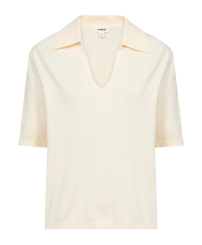 

Белый поло-пуловер с короткими рукавами Soaked In Luxury, бежевый