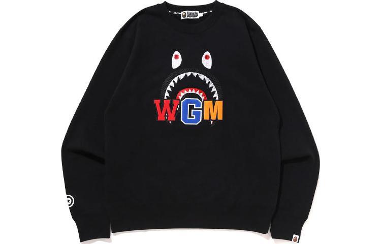 Толстовка с круглым вырезом и вышивкой BAPE Shark FW22 A Bathing Ape, черный — фото 2