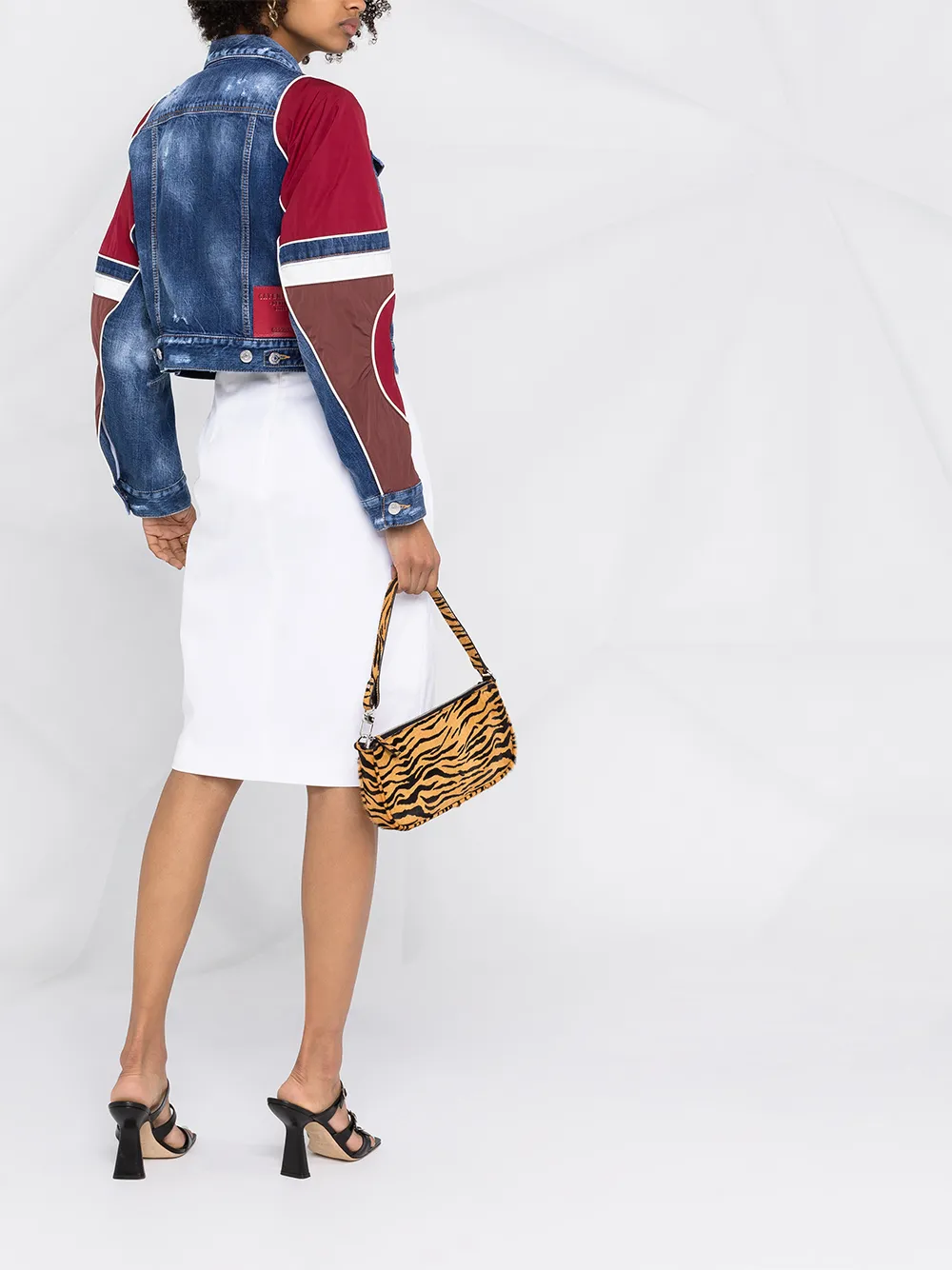Юбка с завышенной талией и разрезом Dsquared2, белый — фото 4