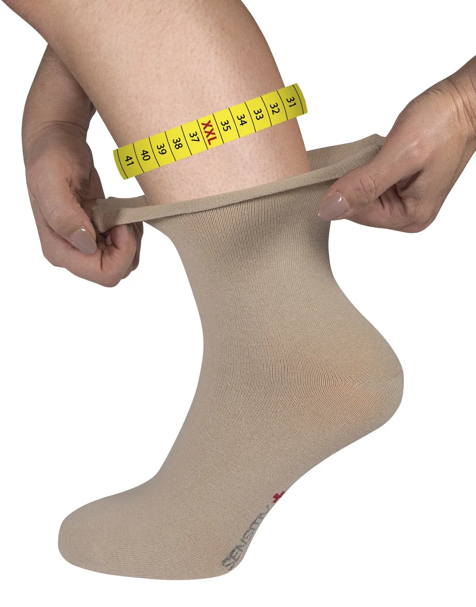 

Носки для здоровья ног Sensitiv Elegant Socks XXL (1 пара), широкая голенища, закатанный пояс Fußgut, бежевый