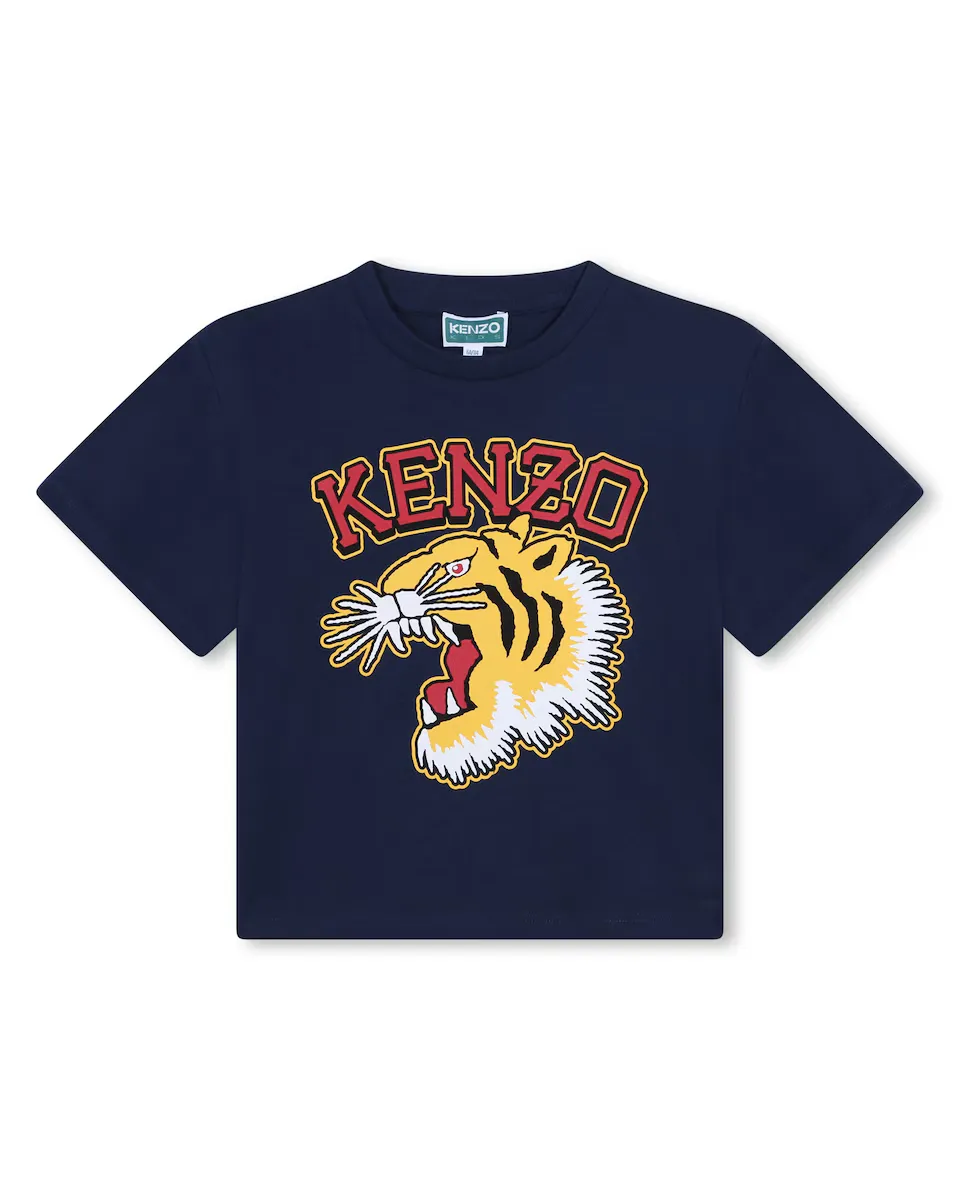 

Футболка с короткими рукавами для мальчика из 100% хлопка Kenzo Kids, темно-синий