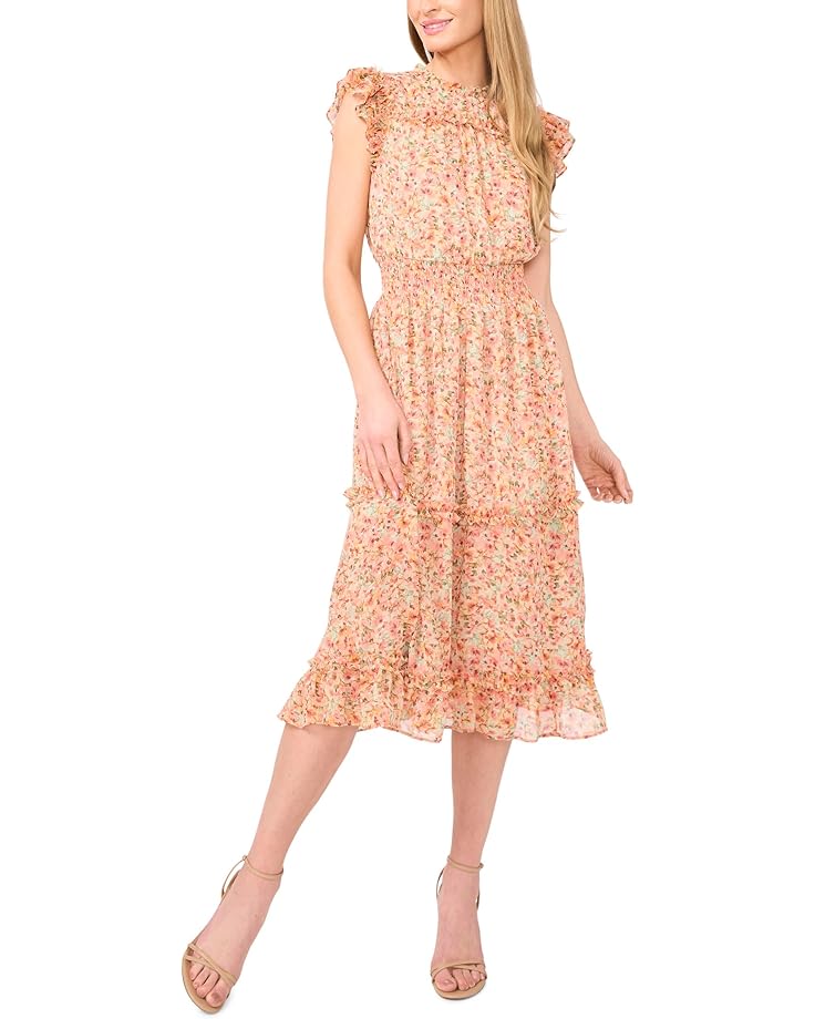 

Платье CeCe Smocked Waist Ruffle Tiered Midi Dress, цвет Mint Lime