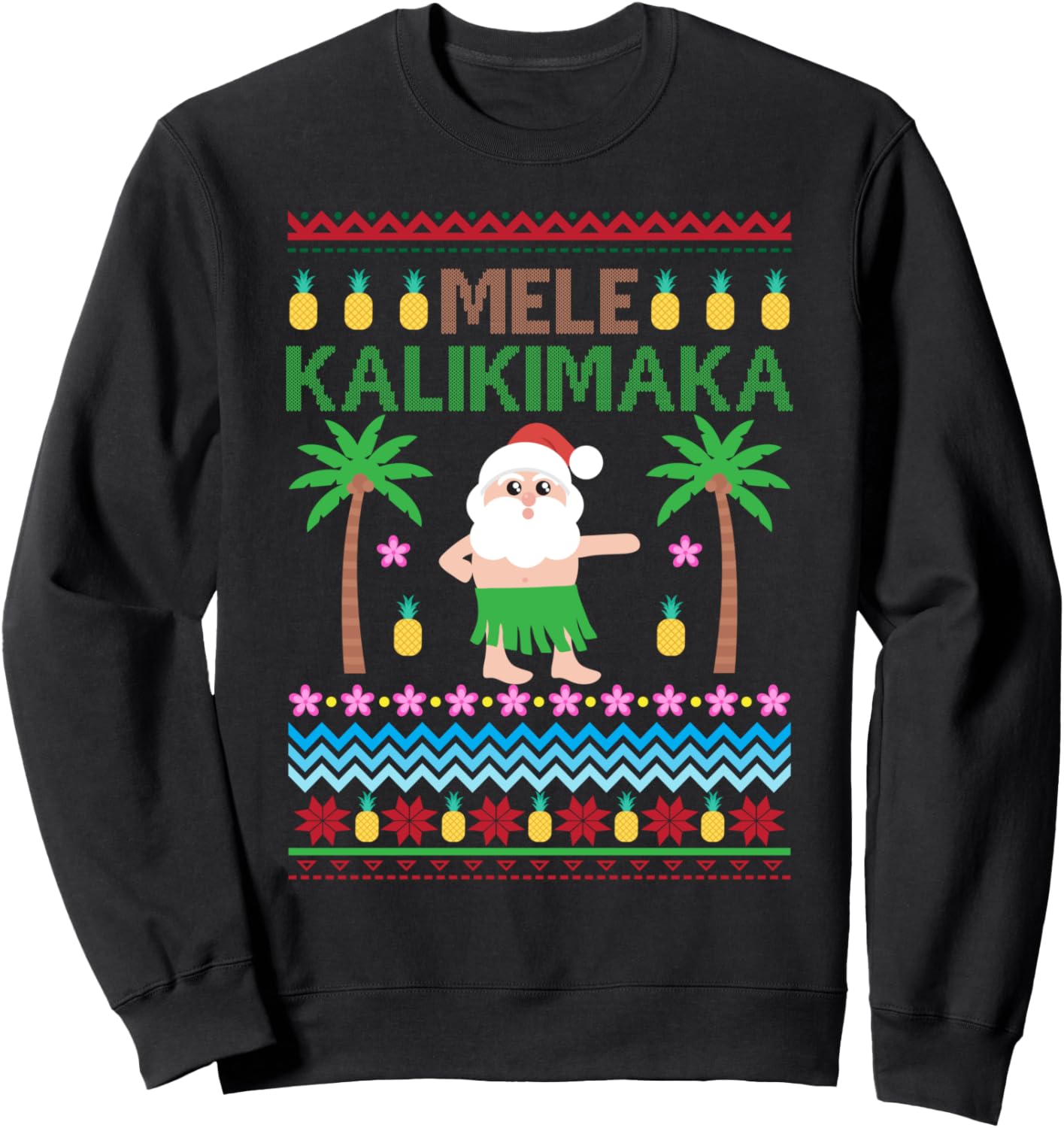 

Mele Kalikimaka Гавайский уродливый свитер с Рождеством и толстовка Funny Santa Christmas Wear, черный