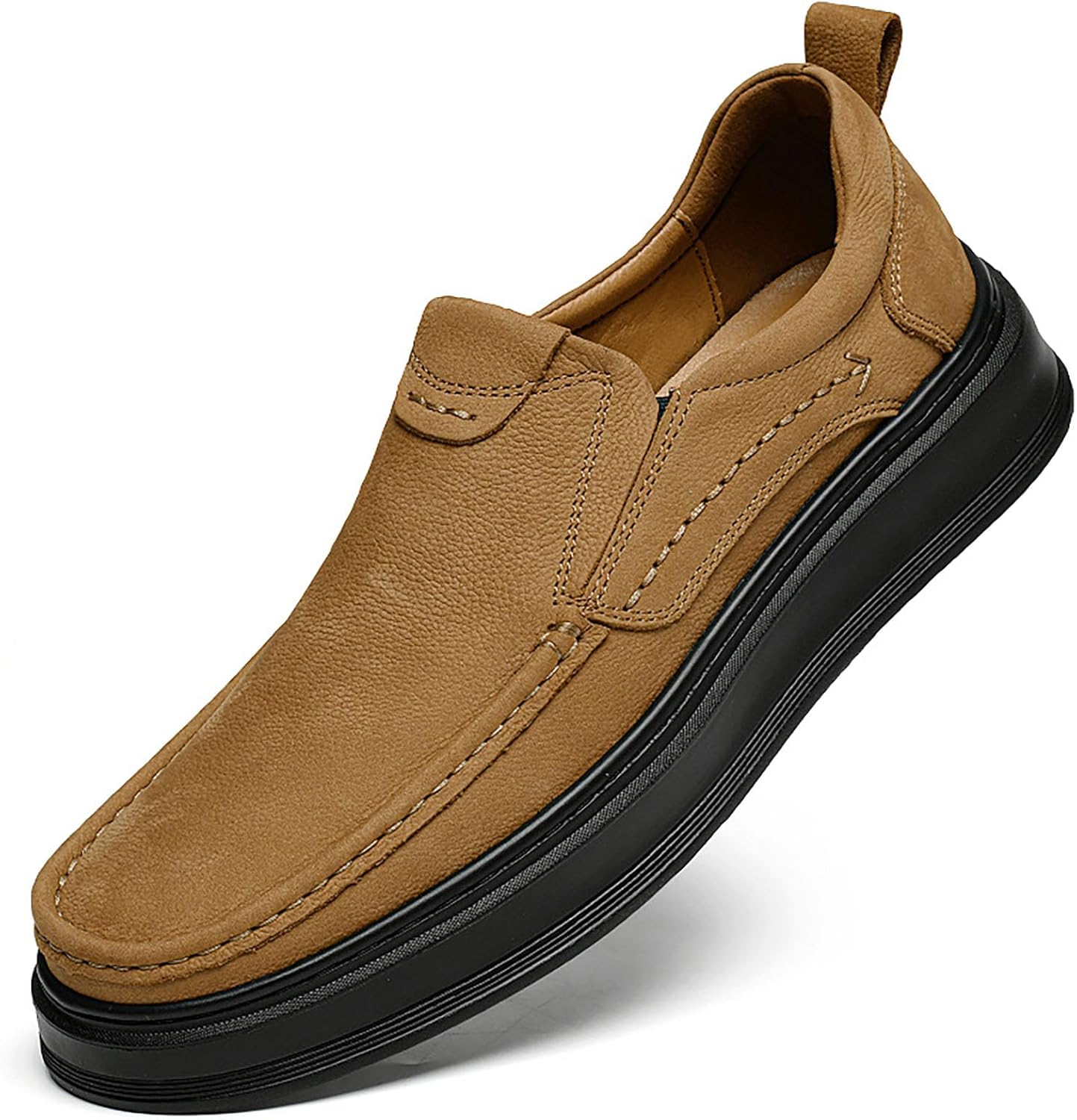 

Мужские повседневные кожаные лоферы без шнурков, удобные легкие туфли для прогулок, классическая мягкая подошва, обувь, повседневного носки и путешествий на открытом воздухе Nxnbhsl, светло-коричневый