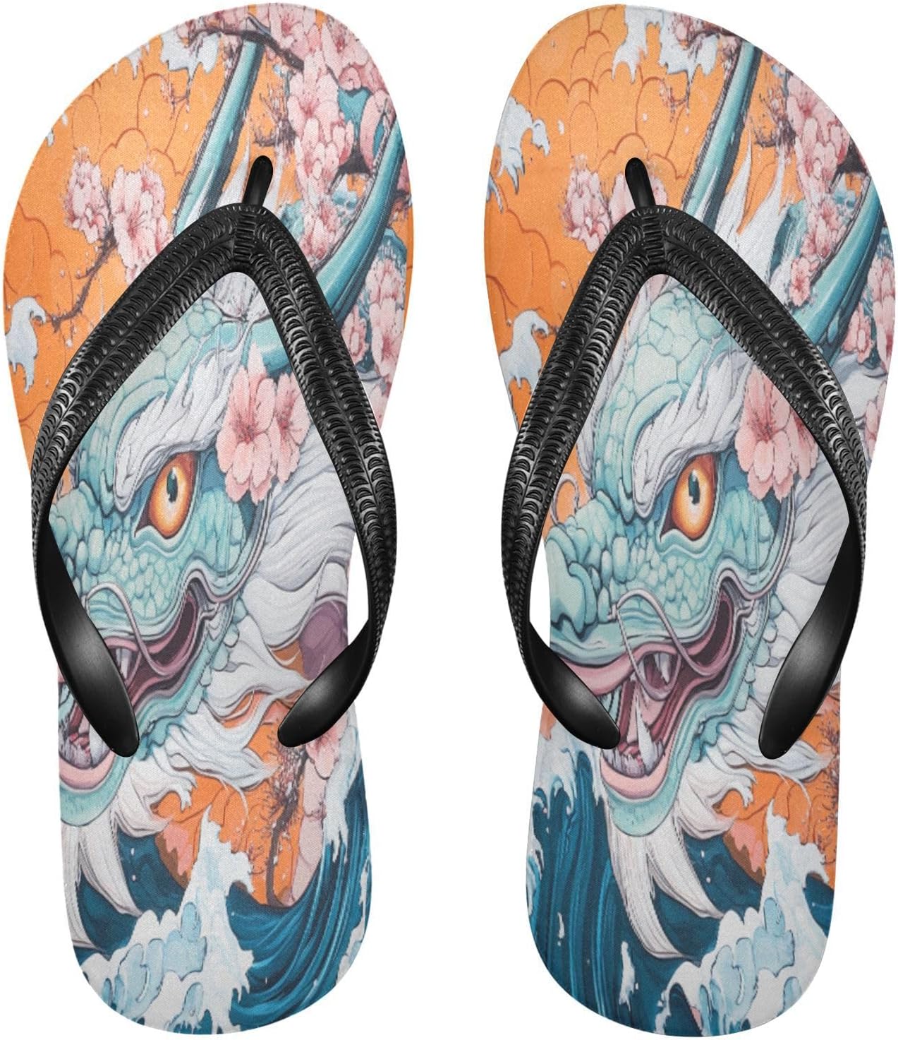 

Шлепанцы Teal Dragon Ocean Waves для пляжа и душа, резинескользящие летние тапочки для мужчин и женщин для прогулок Sinestour