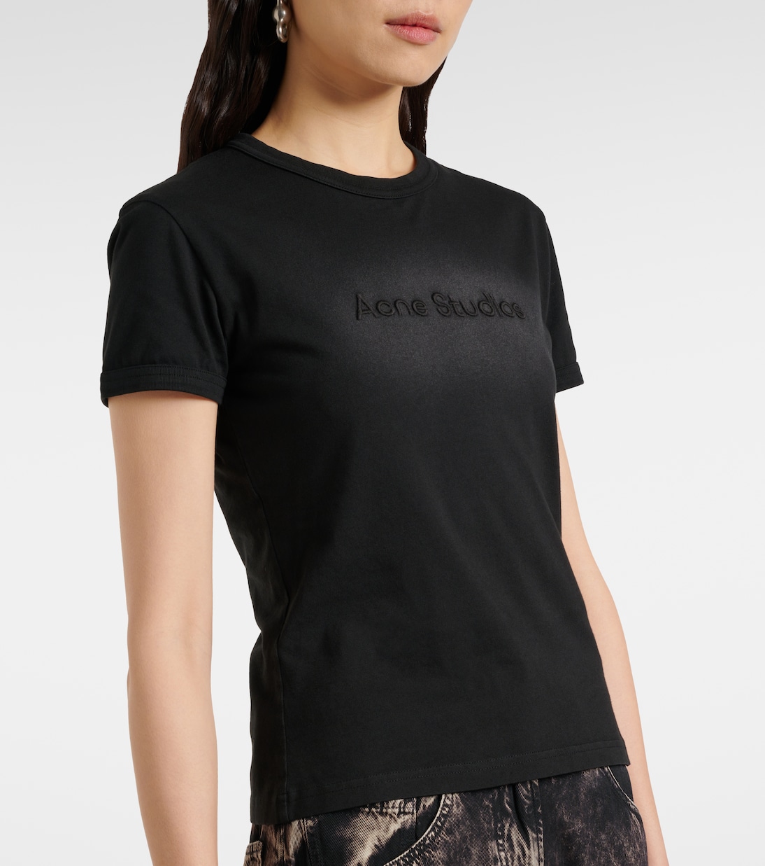 Футболка из хлопкового джерси с многослойным логотипом Acne Studios, Faded Black — фото 4