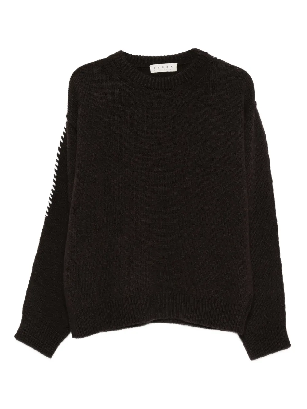 

Свитер с отделкой строчкой Paura, коричневый