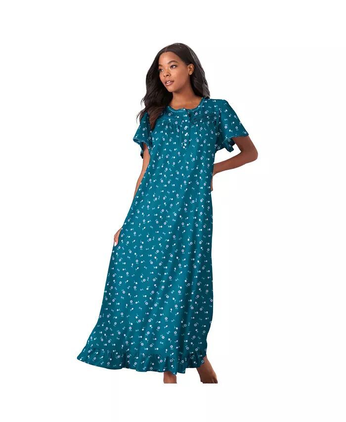 

Длинное хлопковое платье больших размеров с цветочным принтом Dreams & Co., синий