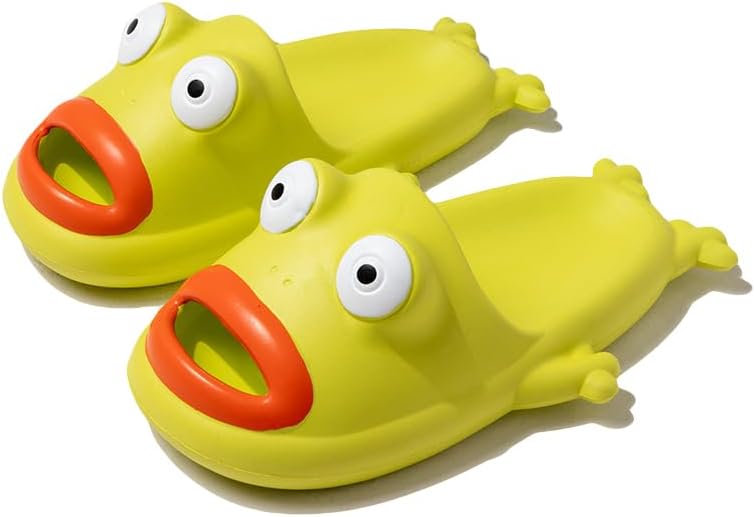 

Шлепанцы с лягушками для женщин и мужчин, тапочки-шлепанцы Cloud Slides с оригинальным рисунком лягушек, нескользящие шлепанцы-сандалии с подушечками Milang, желтый