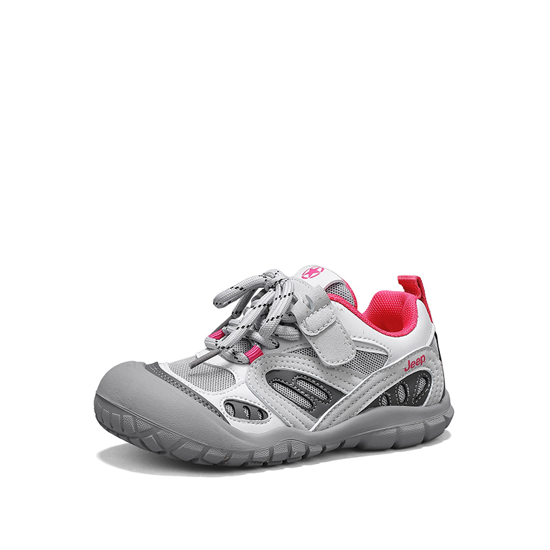 Slip Resistant, Abrasion Resistant, легкие амортизирующие, тихие поддерживающие низкие детские кроссовки Lifestyle Jeep, fishtail серый/china красный — фото 4