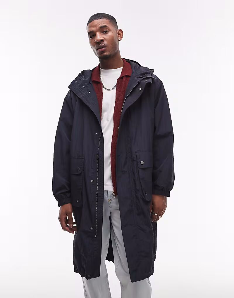 

Легкая куртка-парка Topman из рипстопа темно-синего цвета