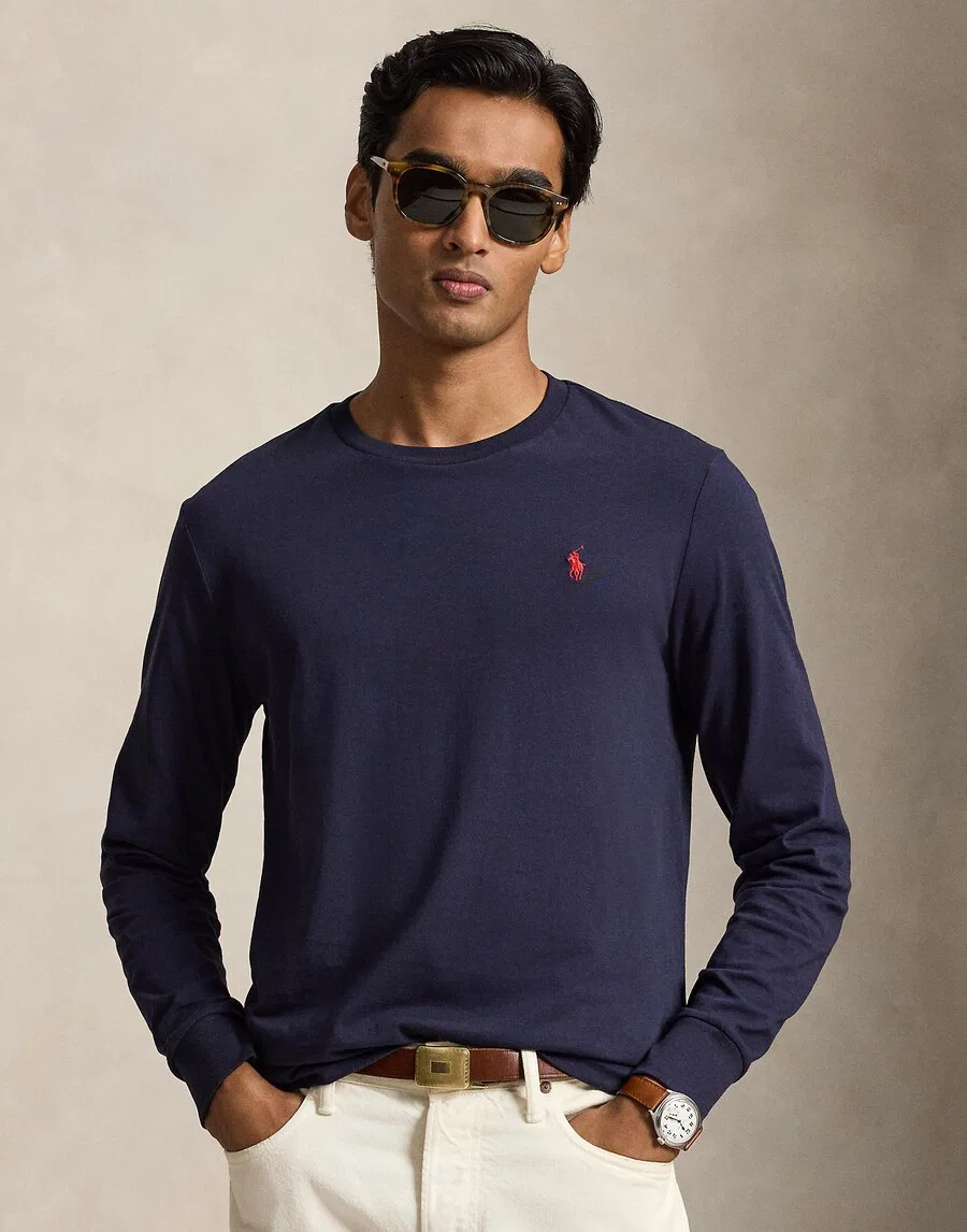Футболка Polo Ralph Lauren стандартного кроя, темно-синяя — фото 2