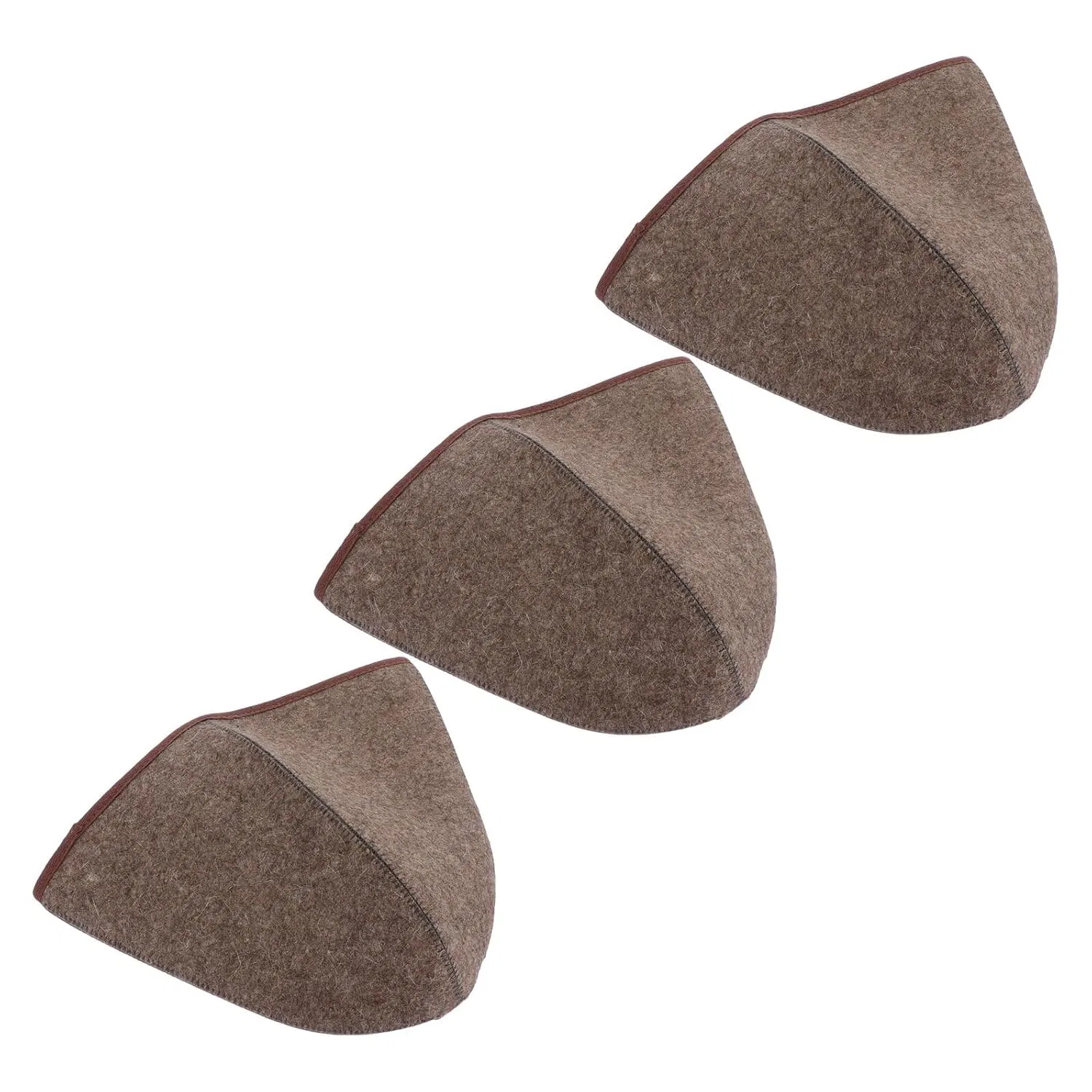 Шапочка для сауны, войлочная, VICASKY, набор 3 шт, 34x26x0.6 см, коричневый