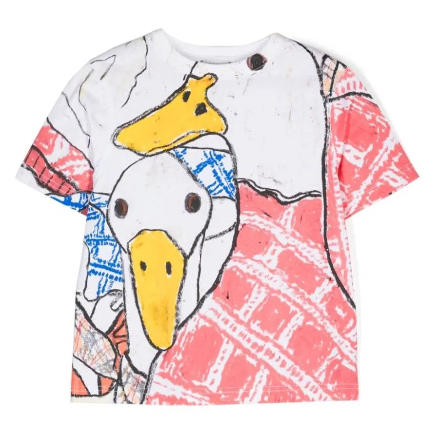 Детская футболка из хлопка с принтом Goose Illustration Burberry, White