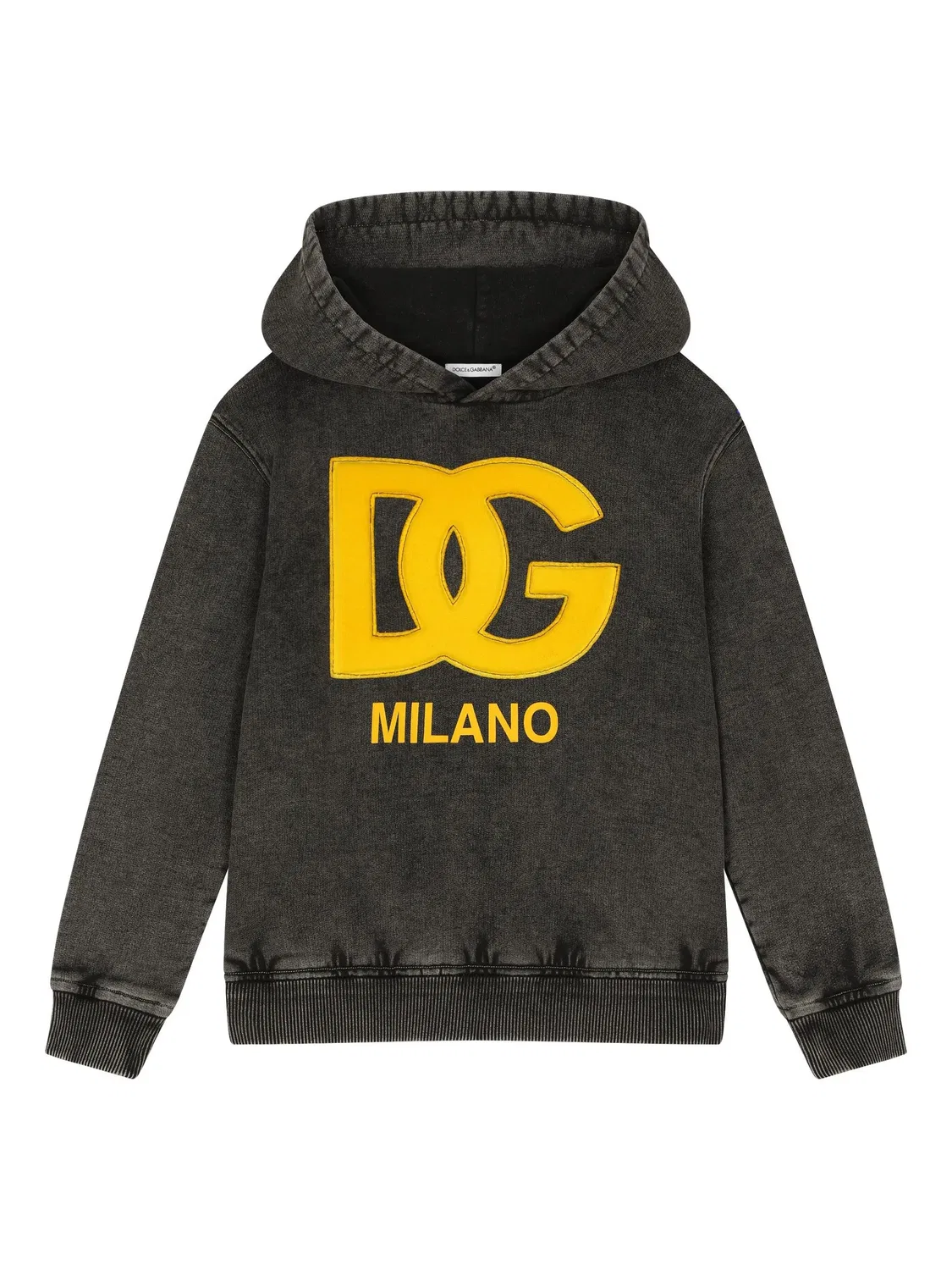 Худи с эффектом стирки и вышивкой Dolce & Gabbana, серый