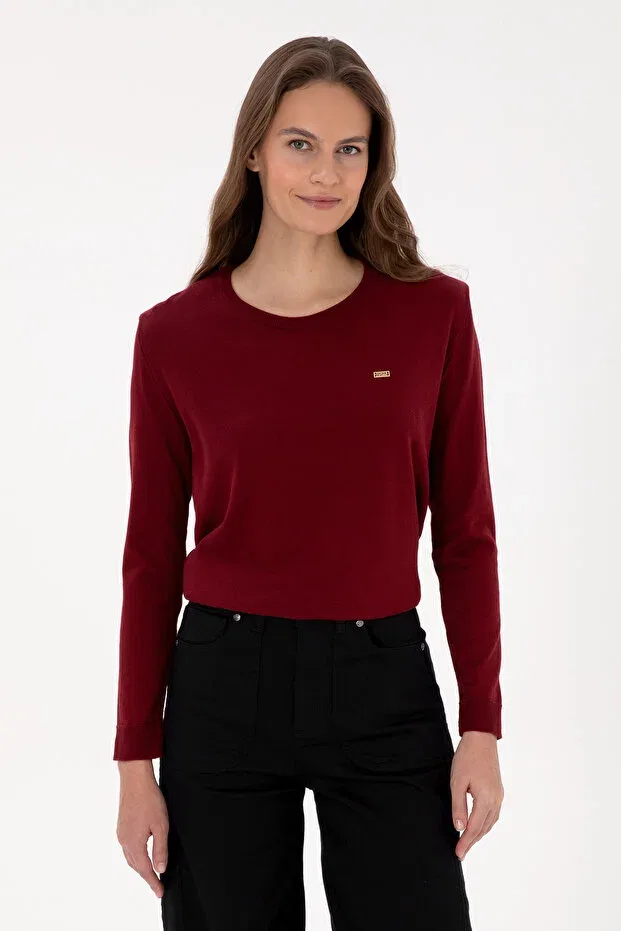 Женский свитер с длинным рукавом U.S. Polo Assn., Burgundy — фото 3