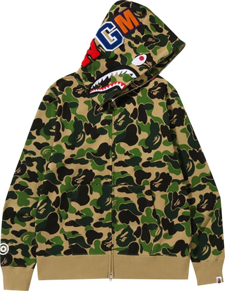 

Худи BAPE Big ABC Camo Shark Full Zip Hoodie 'Green', зеленый