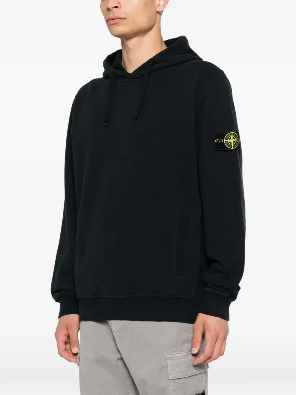 Толстовка с капюшоном, кулиской и нашивкой с логотипом Stone Island, синий — фото 3