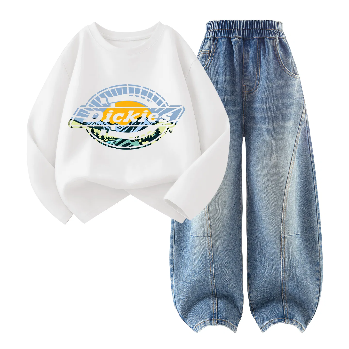 Детский спортивный комплект с логотипом Sun Mountain, джинсовый светло-голубой, Dickies