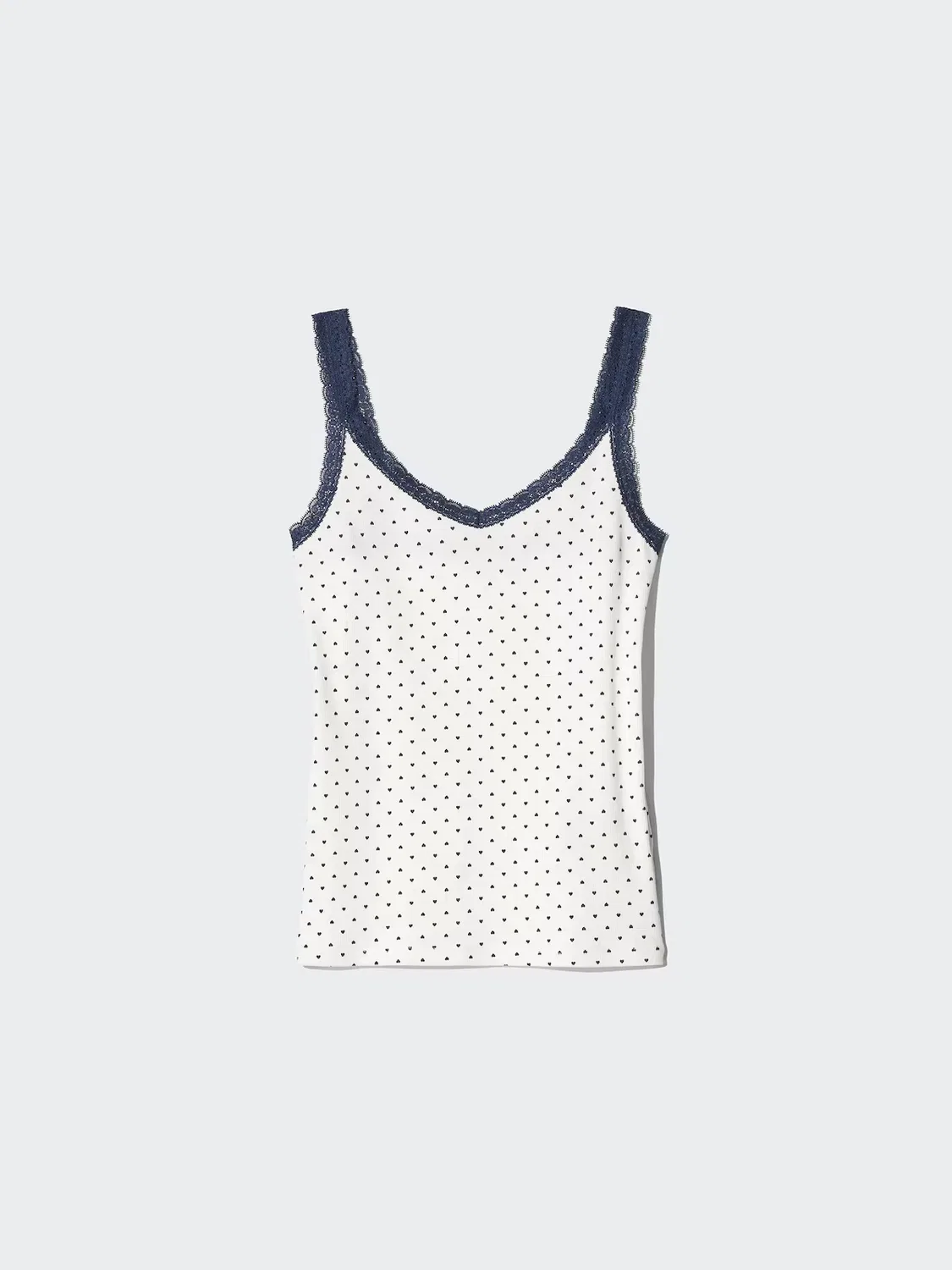Топ Uniqlo, с V-образным вырезом и кружевом в рубчик, белый — фото 4