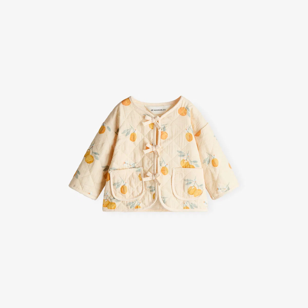 Стеганая хлопковая куртка с лимонным принтом, 4-36 месяцев H&M Adorables, белый