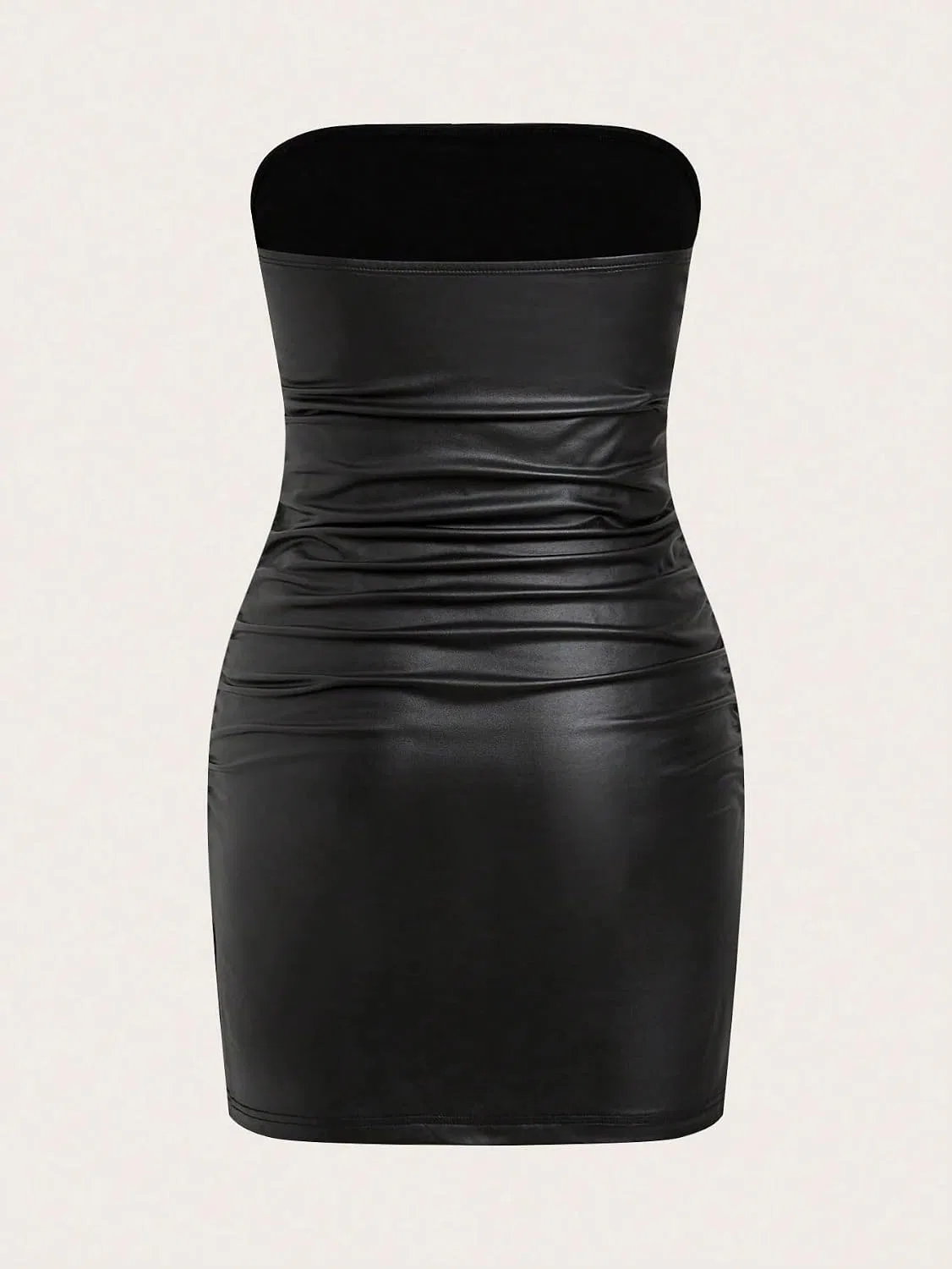 Женское мини-платье bodycon из кожзама, Black — фото 4
