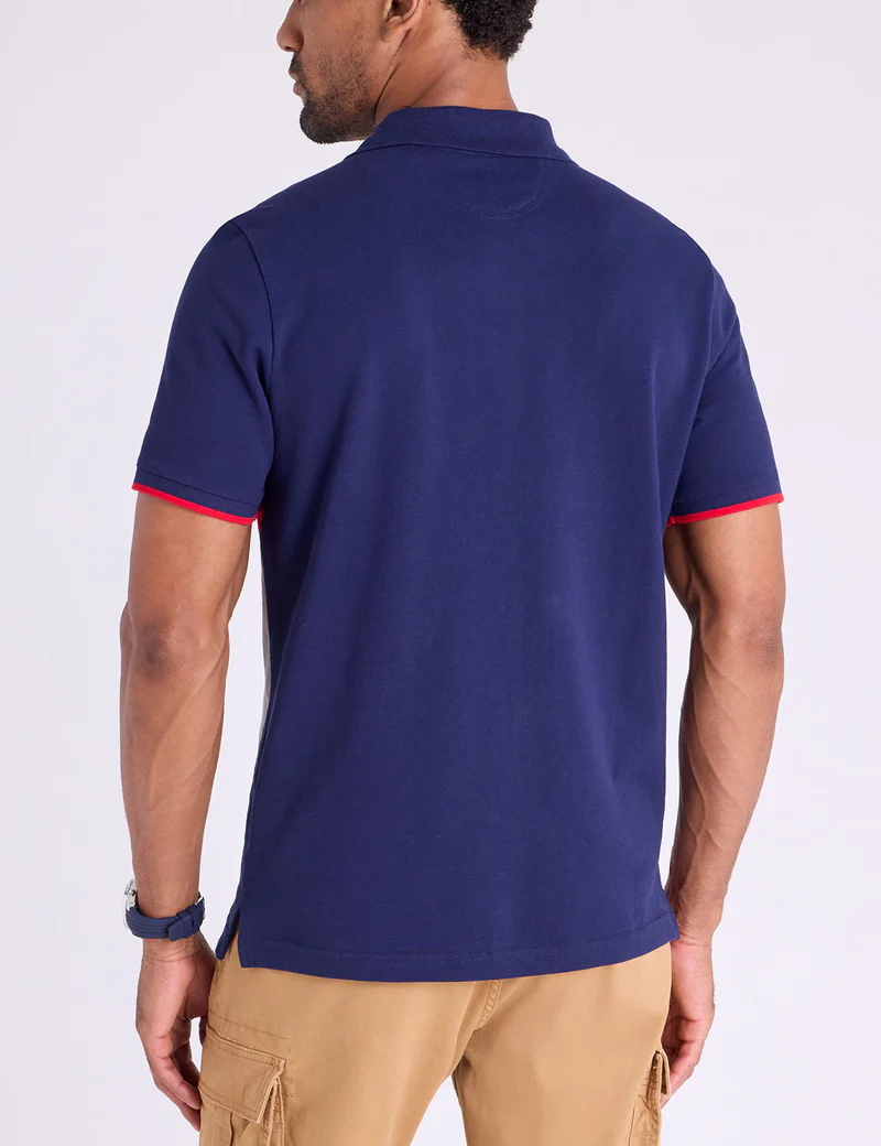 Футболка-поло U.S. Polo Assn Pique Color Block Zipper, темно-синий — фото 4