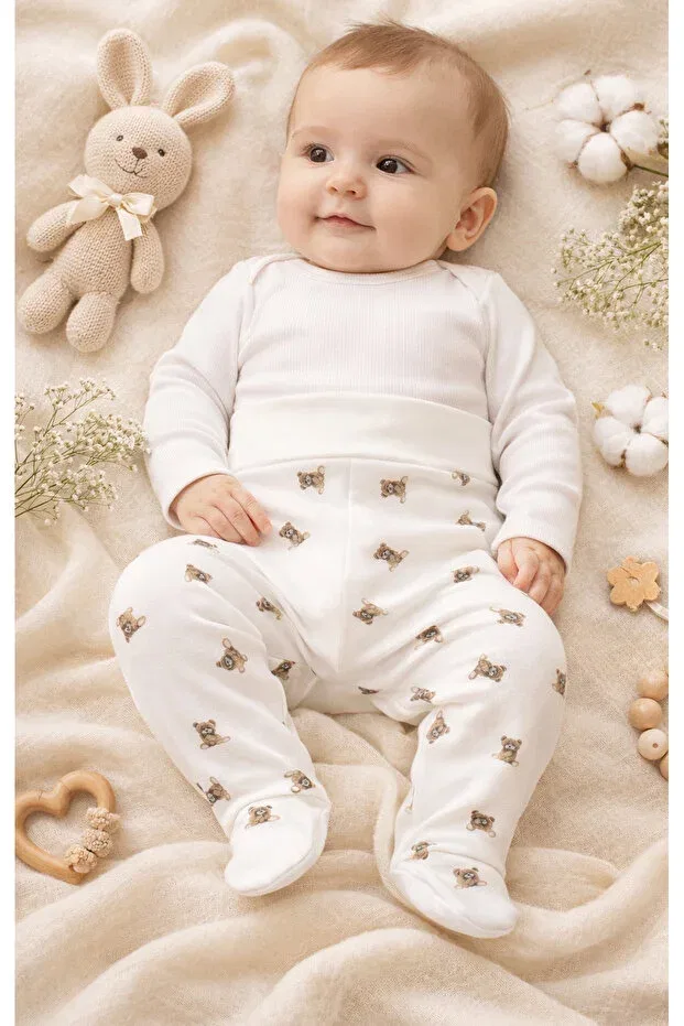 Детские штаны для девочек с животным принтом Basics Bistyle, Beige — фото 4