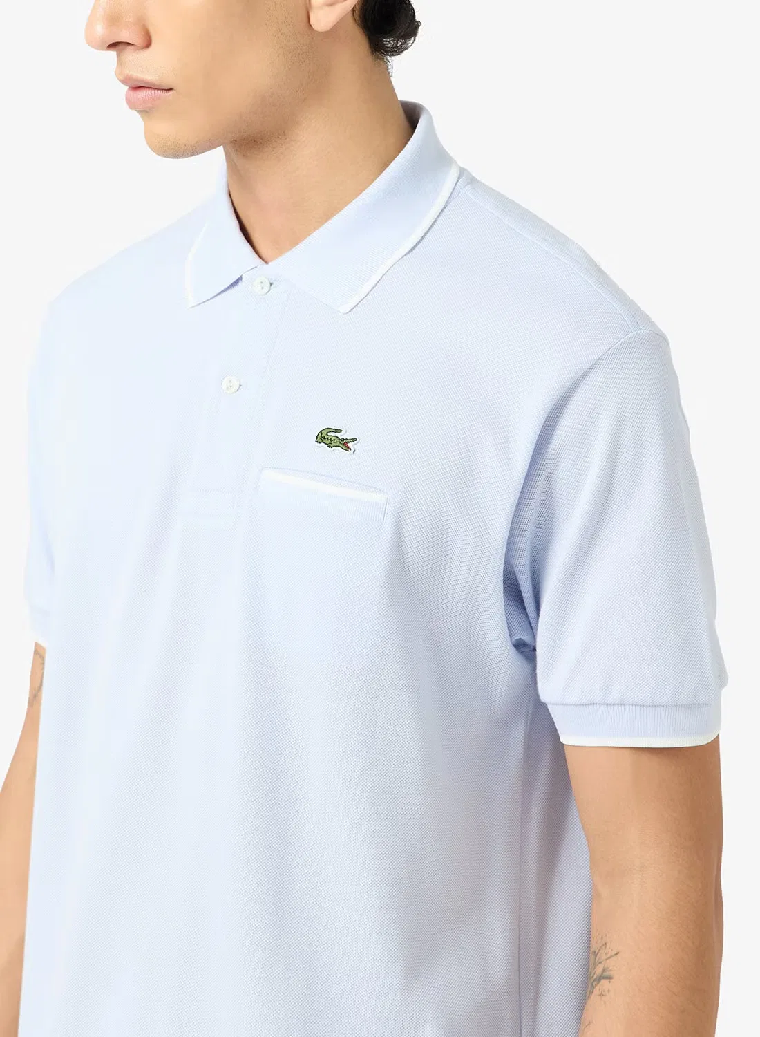 Поло классического кроя с карманом Lacoste, синий — фото 3