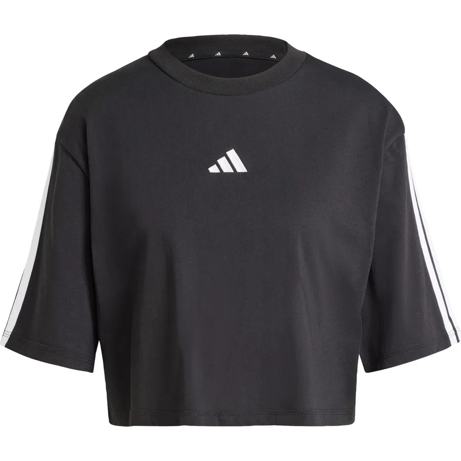 Футболка с длинным рукавом Essentials 3-Stripes Cotton Loose adidas, Черный — фото 3