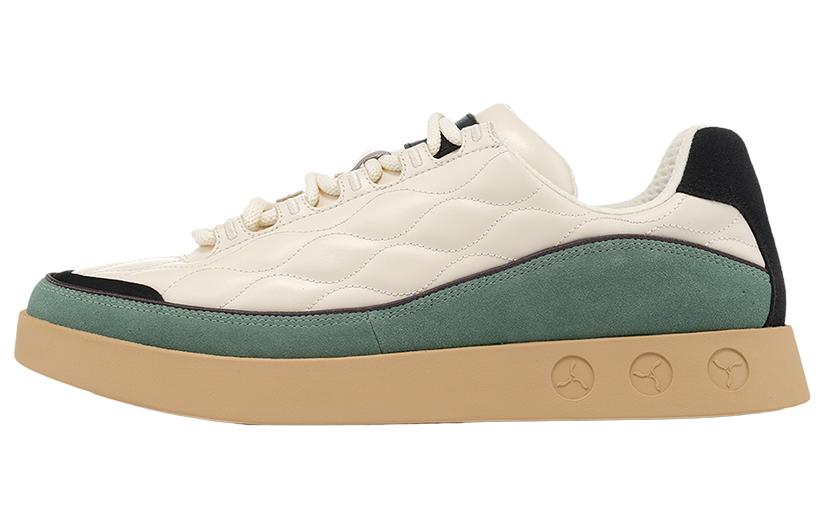 

LI-NING 1990 Классическая коллекция, износостойкие и легкие низкие кроссовки для скейтбординга, мужские, бежевые/черно-зеленые