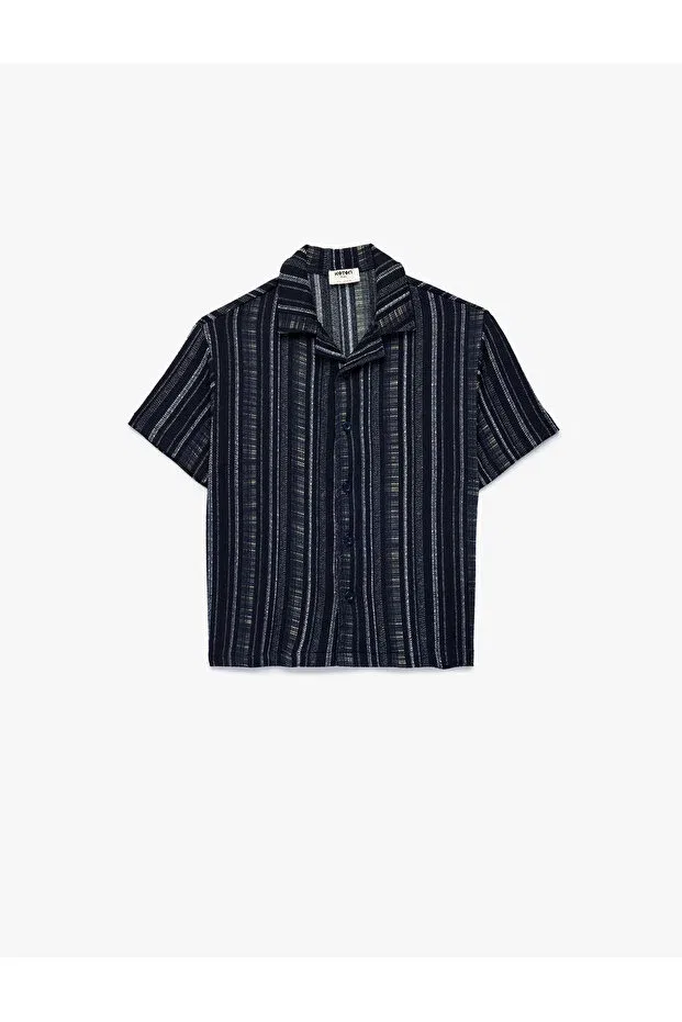Детская футболка для мальчиков с коротким рукавом Koton, Navy Blue Striped — фото 4