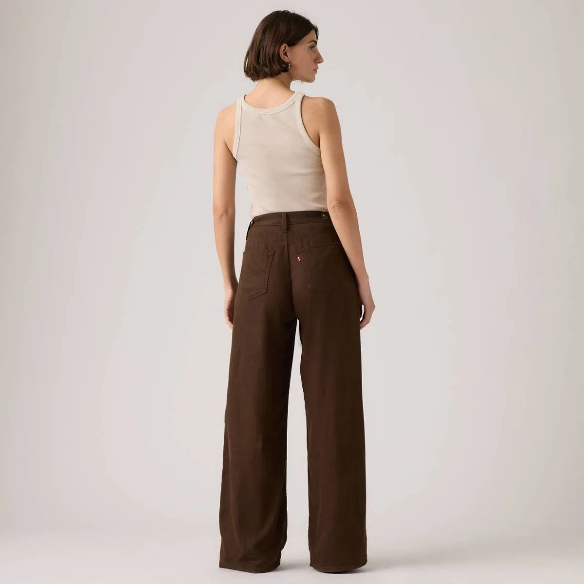 Женские джинсы с широкими штанинами и затяжкой Levi's, Hot Fudge - Brown — фото 4