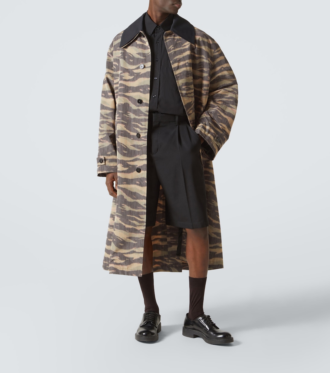 Крепдешиновое автомобильное пальто с камуфляжным принтом Jil Sander, Camouflage — фото 2