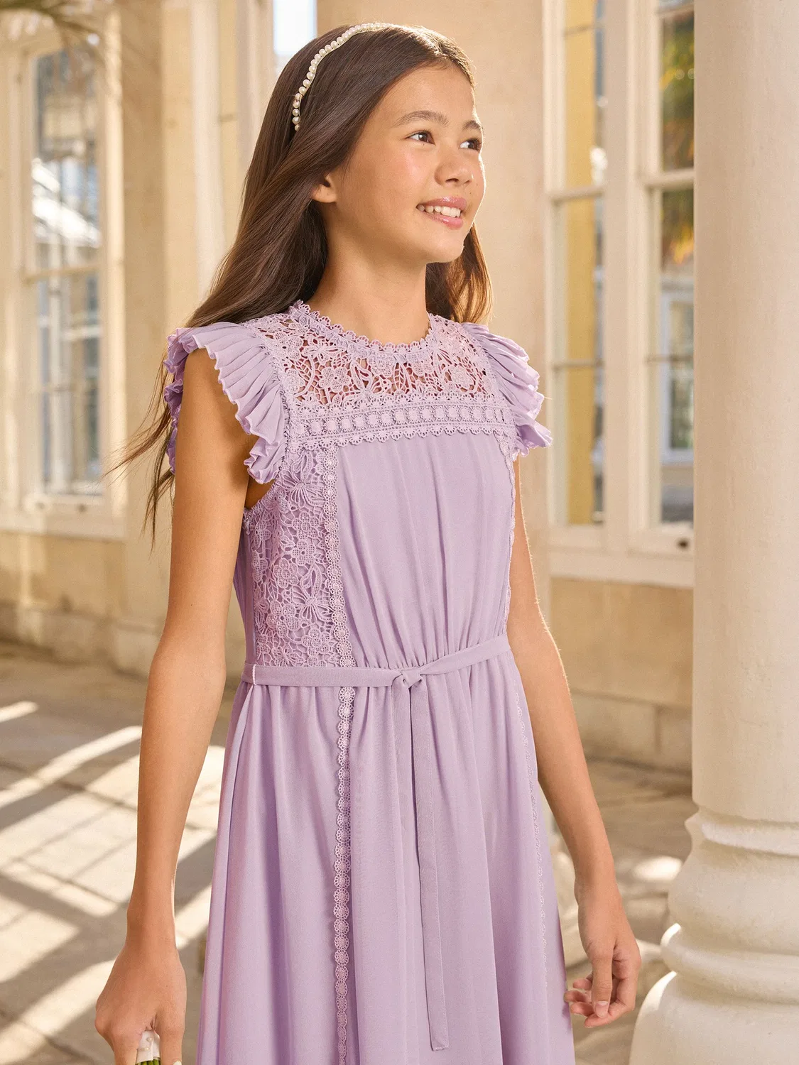 Платье кружевное с воланами Lipsy Lilac Purple, сиреневый — фото 2
