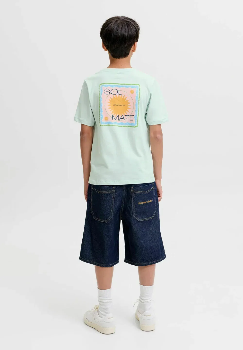 Футболка с принтом на спине, футболка для мальчиков - футболка с принтом Jack & Jones Junior, Pale Blue — фото 2
