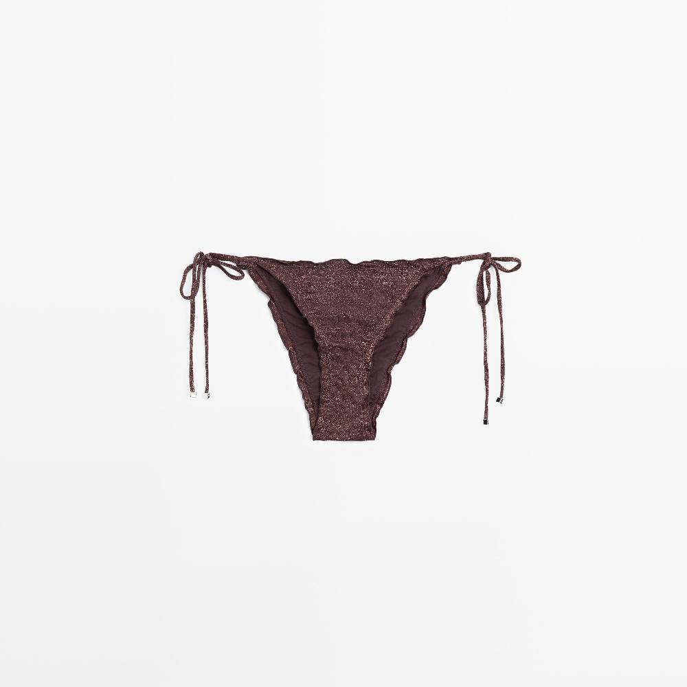 Плавки-бикини Massimo Dutti Shimmery ruffled, коричневый