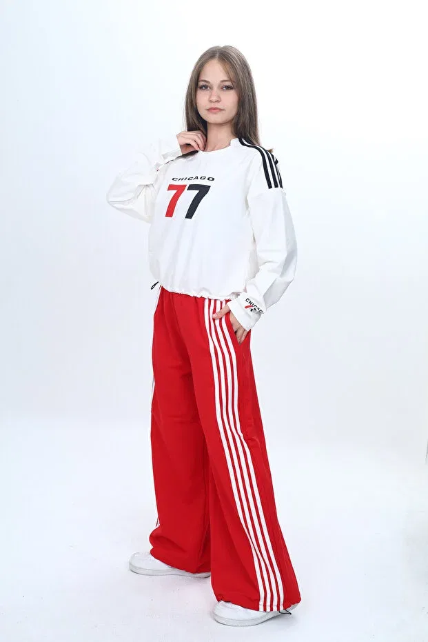 Детский спортивный костюм для девочек хлопковый Jannock, Red-White — фото 3