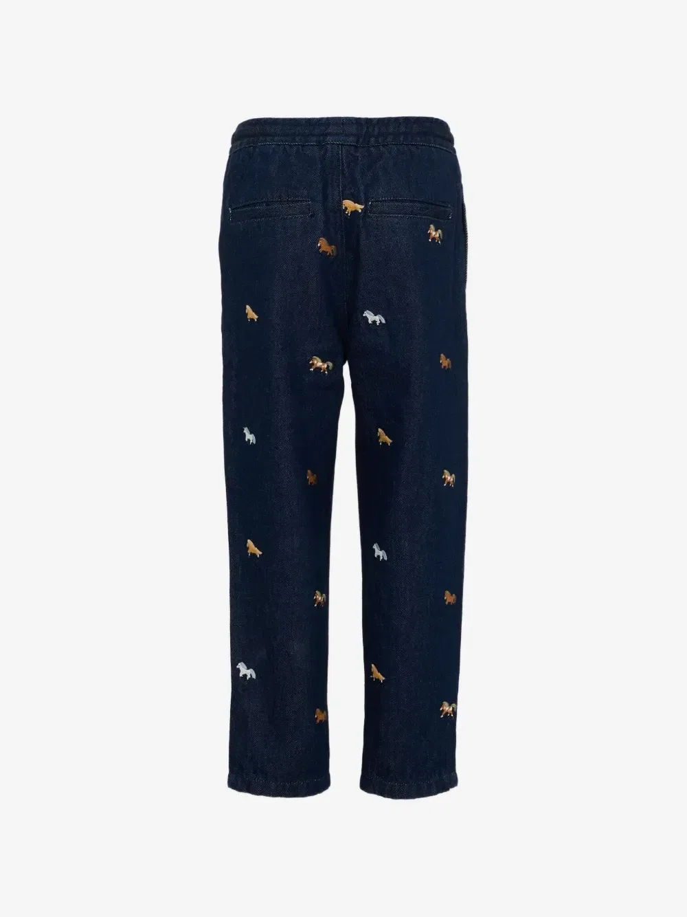 Прямые джинсы с кулиской и вышивкой Stella McCartney Kids, синий — фото 2