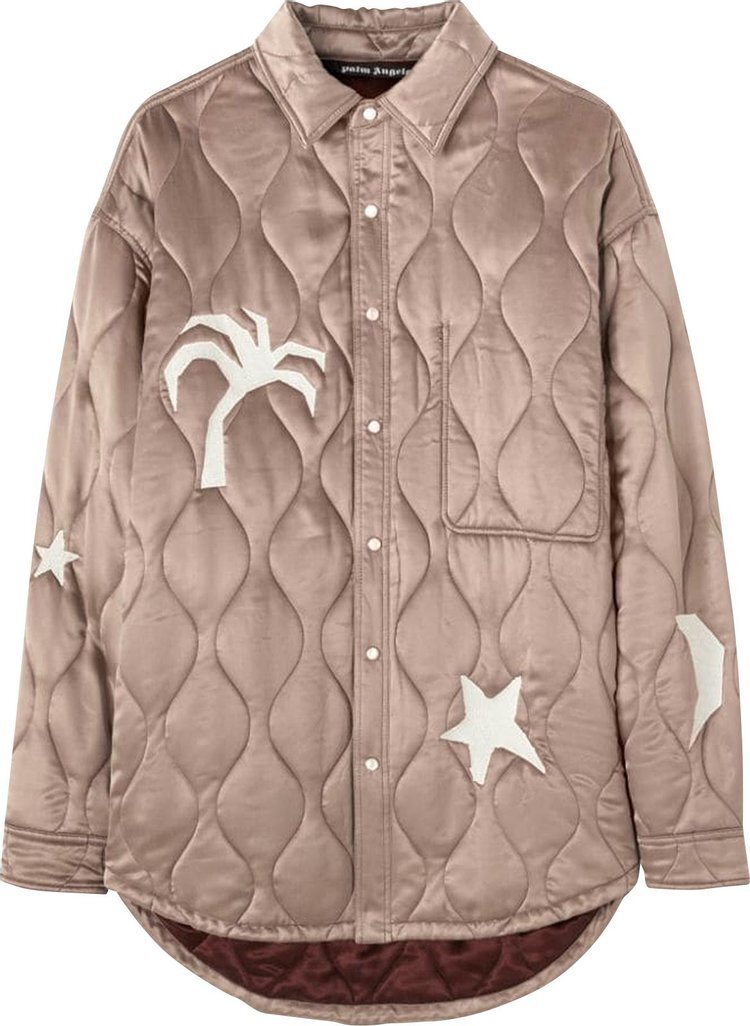 

Рубашка Palm Angels Life Is Palm Quilted Overshirt 'Beige/Butter', загар