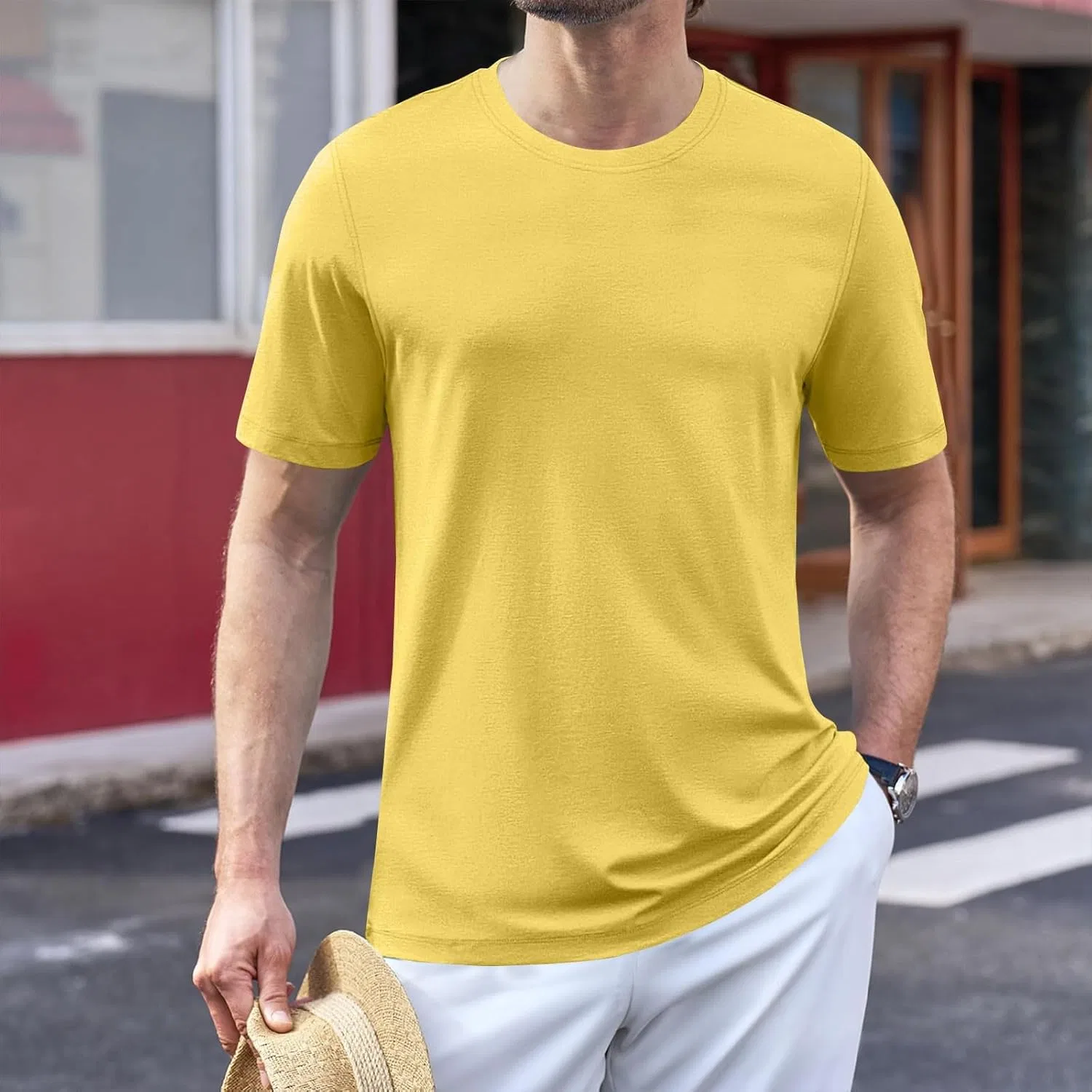 Мужская футболка с круглым вырезом, Lightweight, Yellow — фото 2