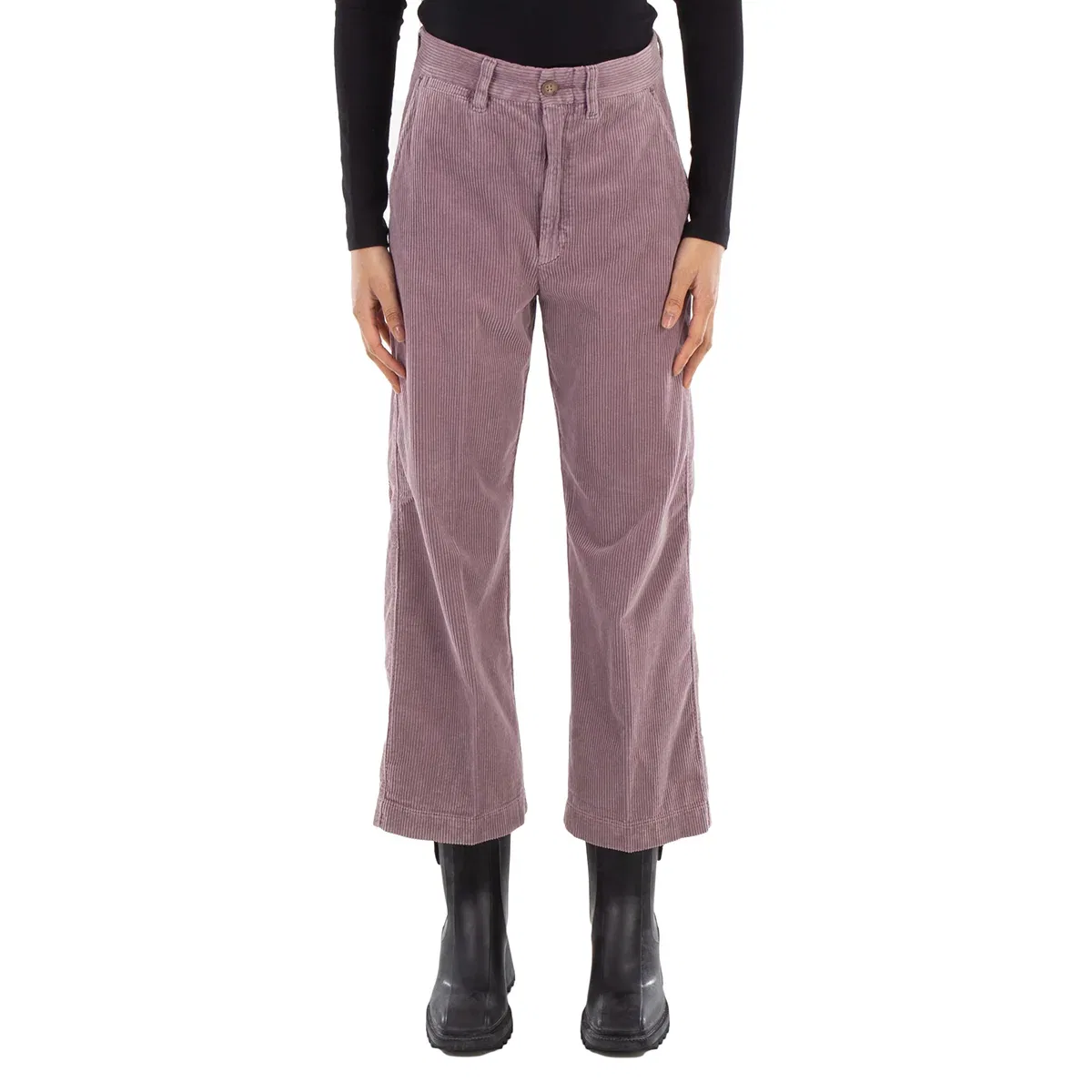 Женские брюки с высокой посадкой из хлопкового вельвета Cropped Pants Polo Ralph Lauren, Light/Pastel Purple