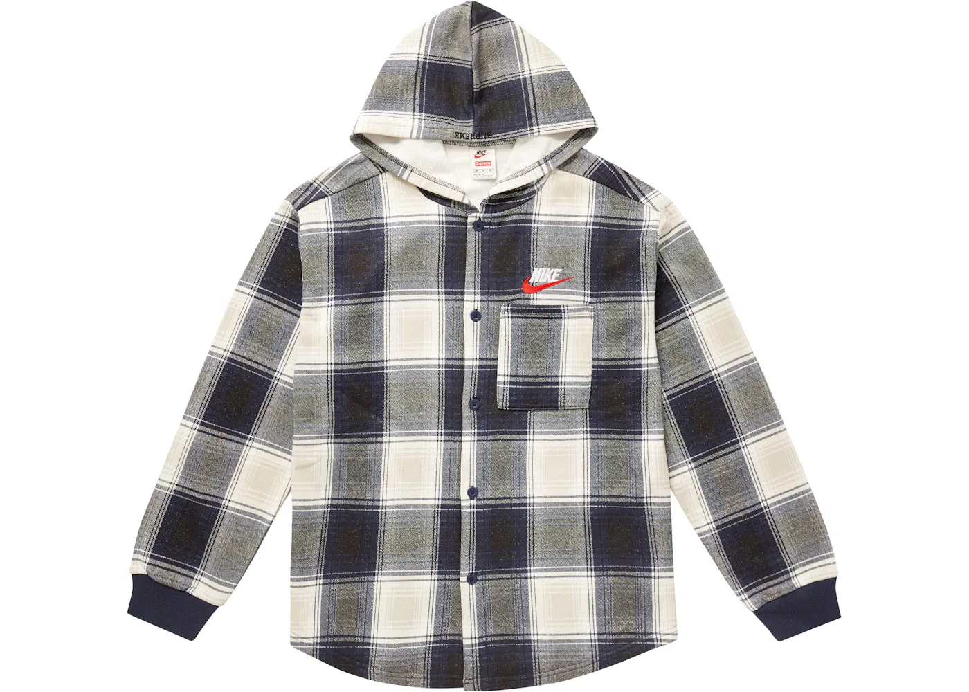 Мужской свитшот с капюшоном и принтом Supreme Nike Plaid Hooded Sweatshirt Navy, Navy